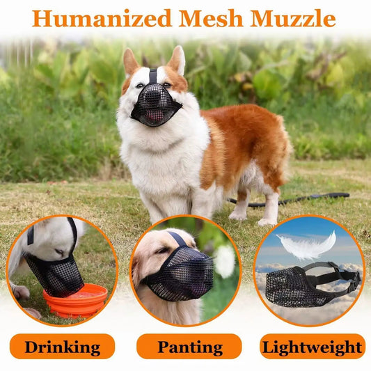 Breathable Mesh Dog Muzzle for Large Breeds