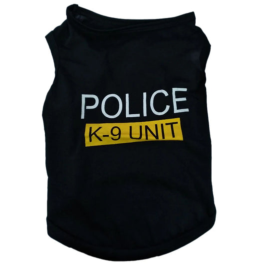 Police Dog Costume Vest for Pets - Black T-Shirt Outfit
