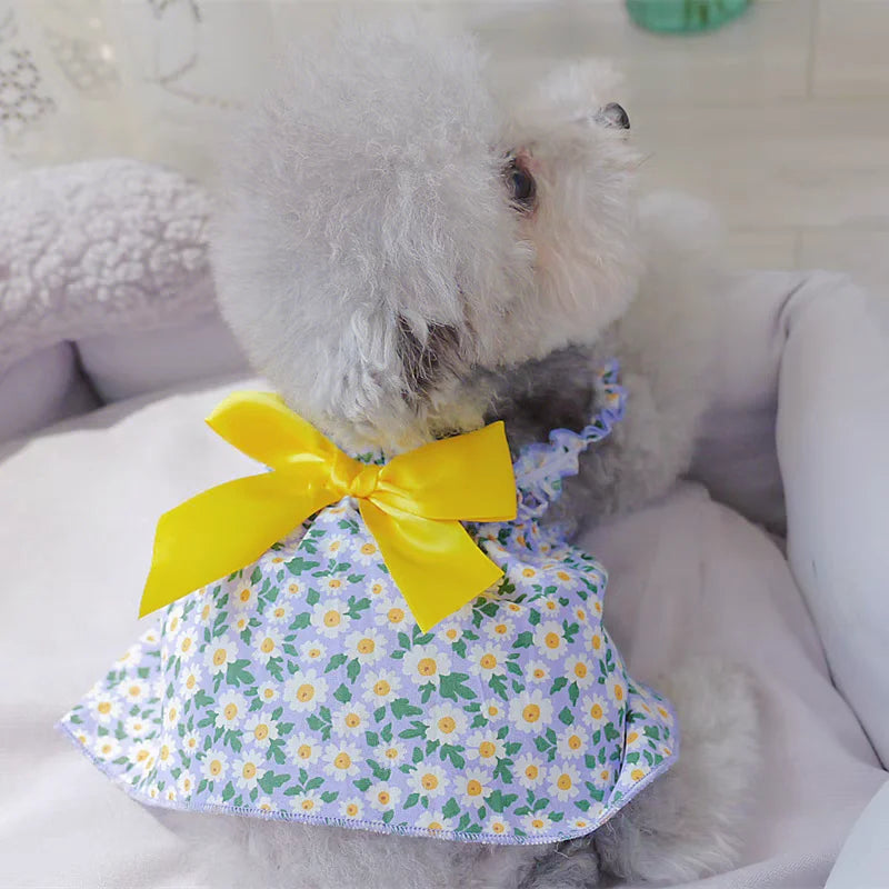 Floral Cotton Suspender Skirt for Sphynx Cats and Dogs