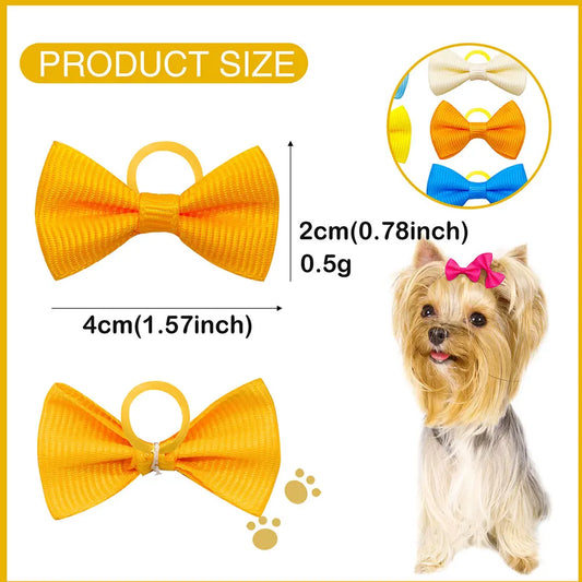 20pcs Handmade Solid Dog Hair Bows for Small Dogs