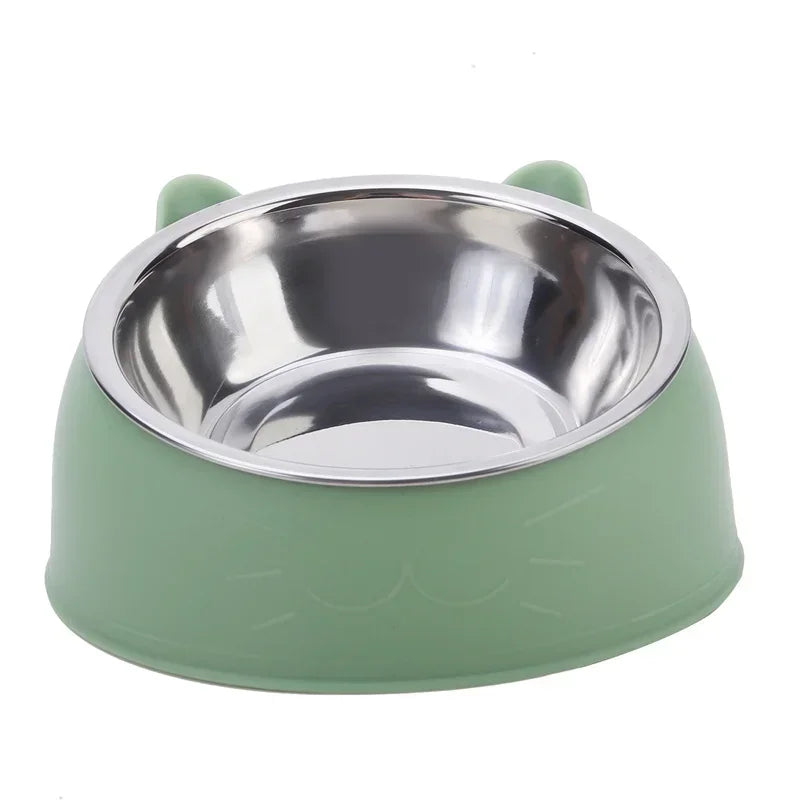Inclined Stainless Steel Cat and Dog Feeding Bowl