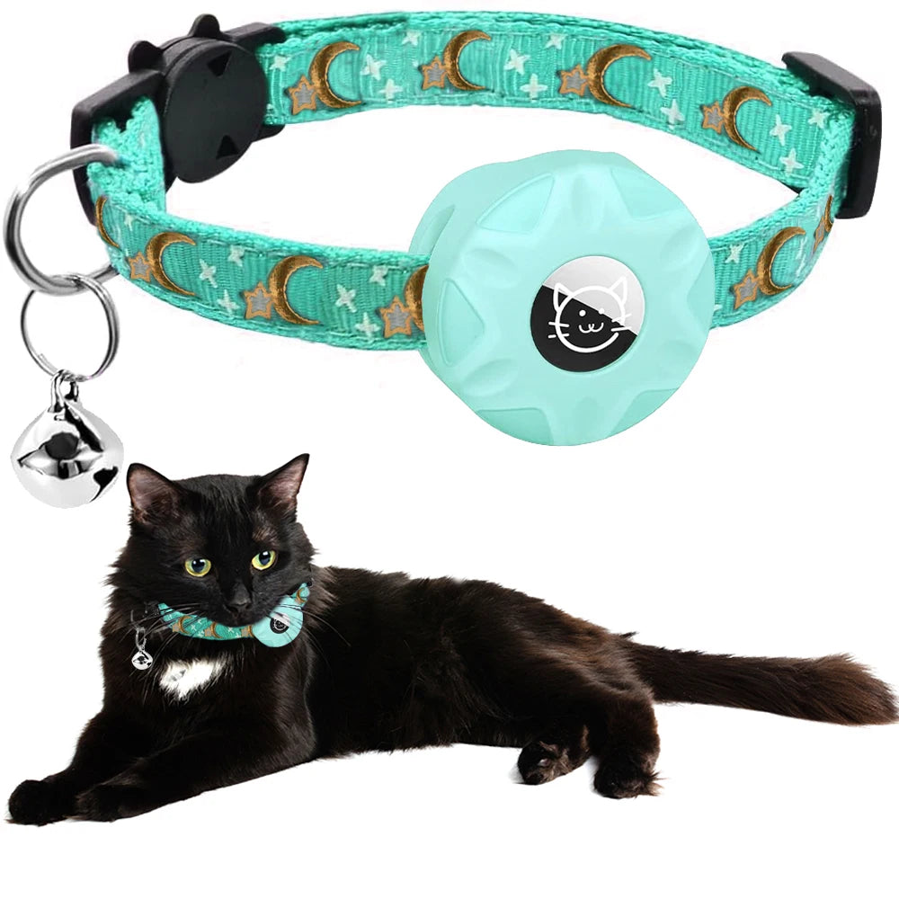 Reflective Cat Collar with Airtag Holder and Safety Breakaway
