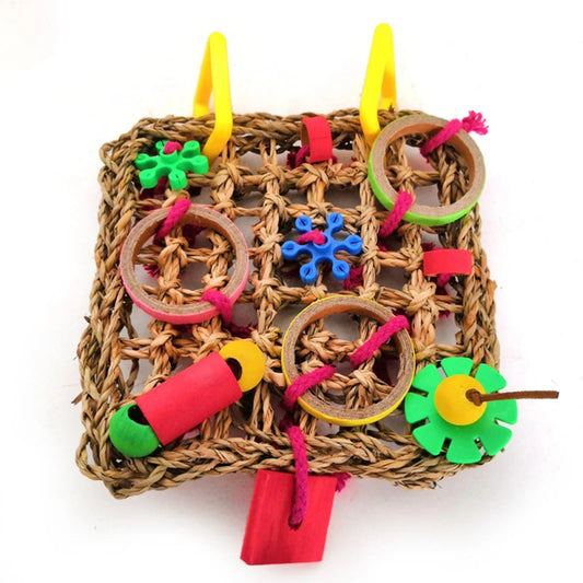 Colorful Hanging Parrot Toy for Chewing and Training
