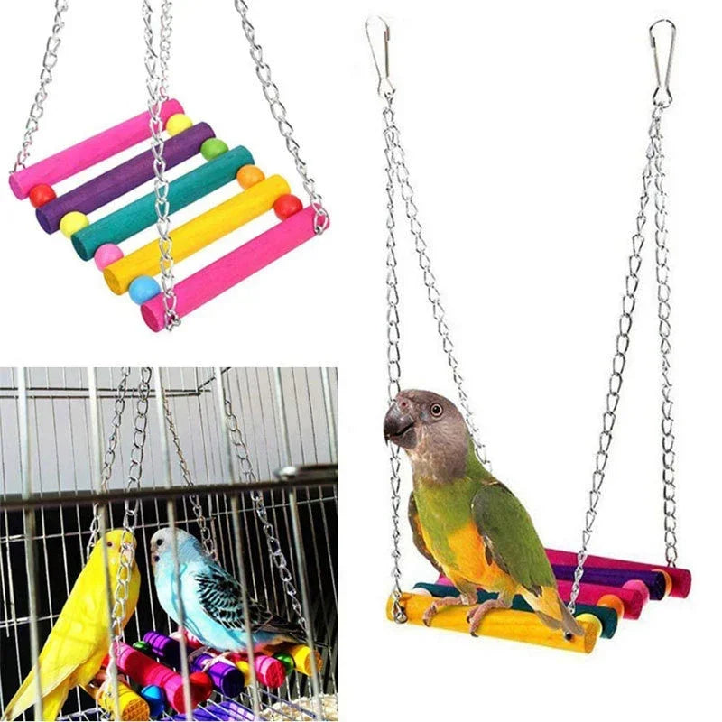 Colorful Hammock Swing Toy for Parrots and Birds