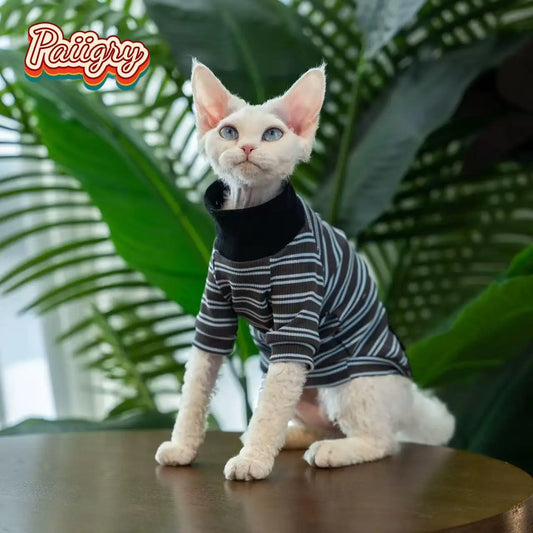 Devon Rex High-Neck T-Shirt for Summer Pet Comfort