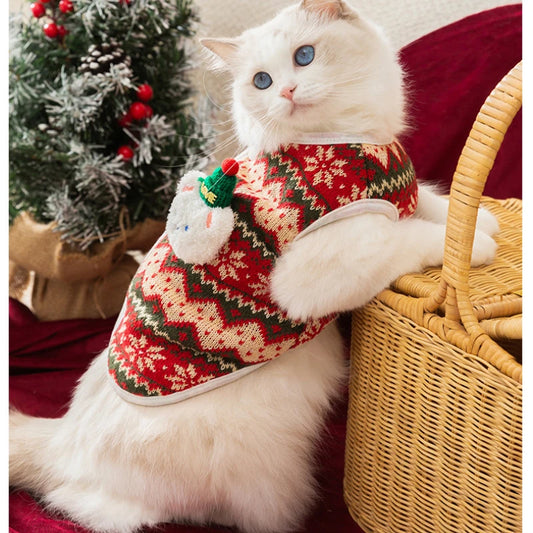 3D Bear Knit Sweater for Cats - Festive Winter Apparel