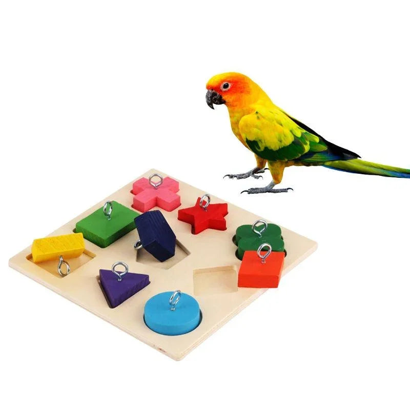 Interactive Wooden Puzzle Toy for Parrots and Birds