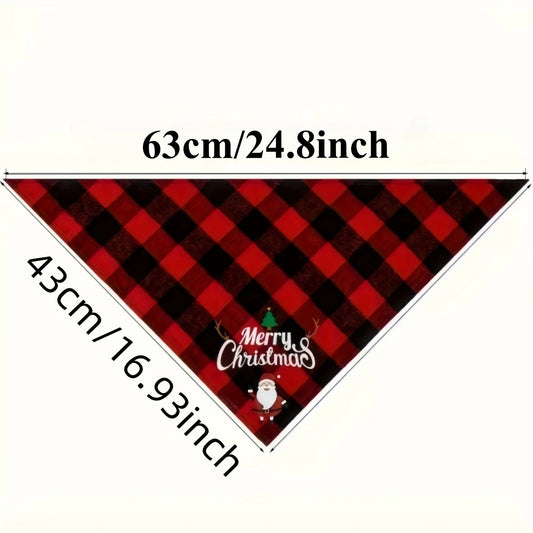 Santa & Snowman Holiday Dog Bandana - Adjustable Polyester