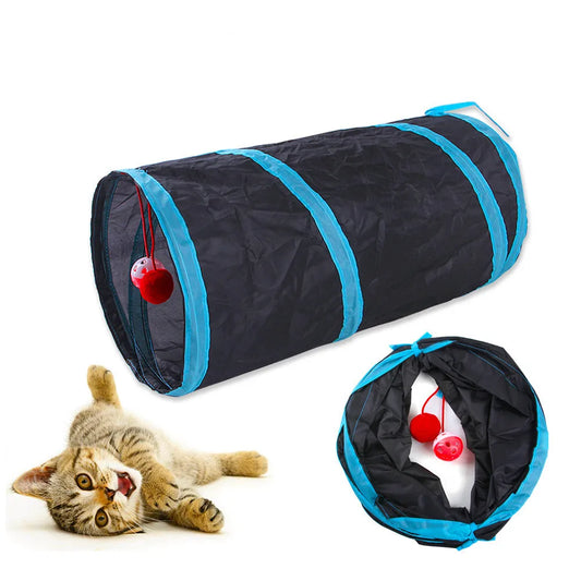 Foldable Cat Tunnel Toy - Breathable Indoor Play for Cats
