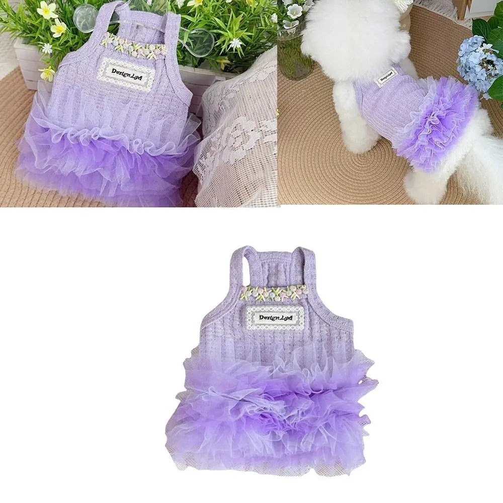 Lightweight Purple Lace Dog Summer Dress for Small Pets