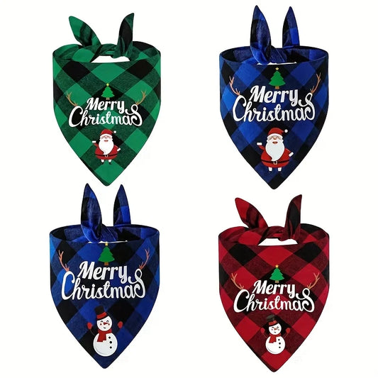 3-Pack Christmas Pet Triangle Scarves for Dogs and Cats