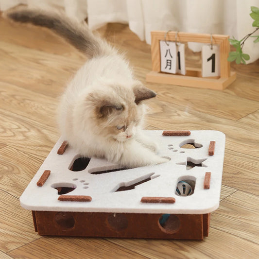 Interactive Cat Puzzle Toy with Ball for Indoor Play