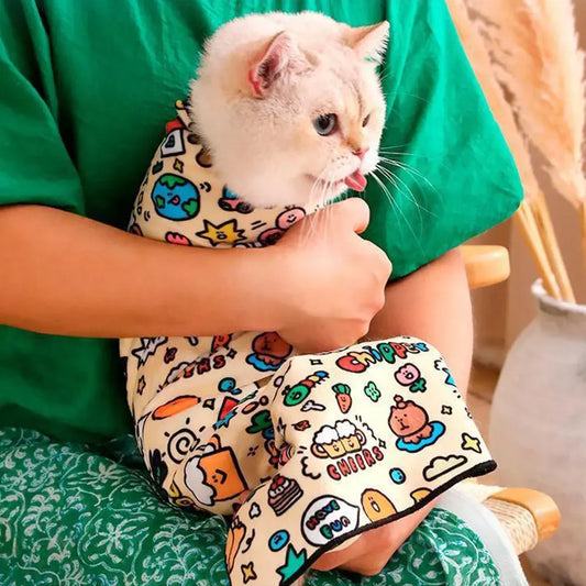 Self-Adhesive Cat Grooming Swaddle Wrap for Nail Care