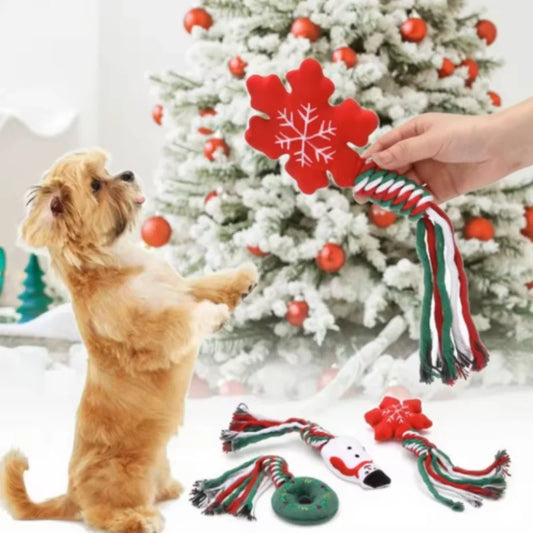 Cute Interactive Dog Squeaky Chew Toy with Cotton Ropes