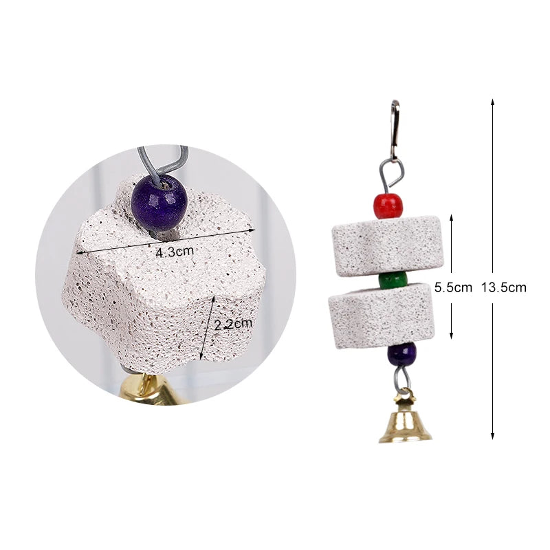Calcium Stone Chewing Toy with Bells for Small Pets