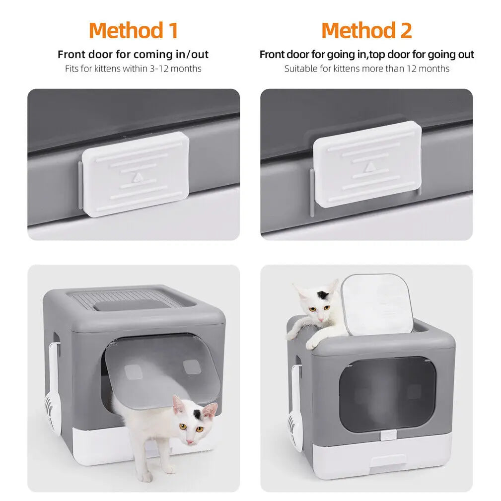Sifting Cat Litter Box with Foldable Design and Scoop