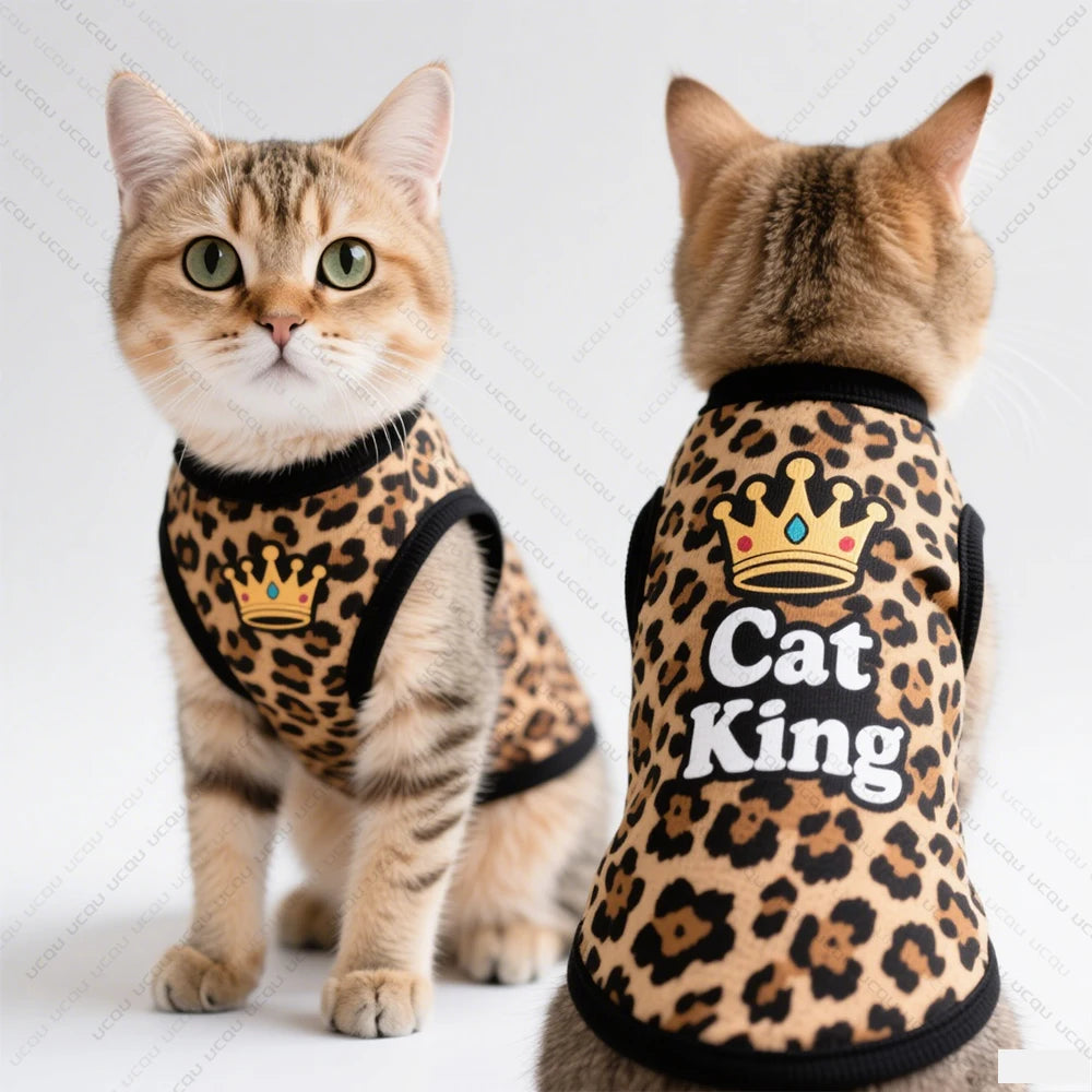 Leopard Pattern Summer Cat Vest for Cute Pets