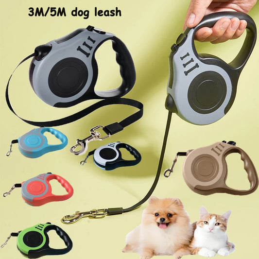 Automatic Retractable Dog Leash with Nylon Rope and Harness
