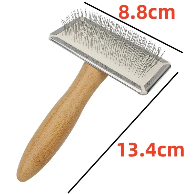 Wooden Pet Grooming Comb for Dogs and Cats with Steel Teeth