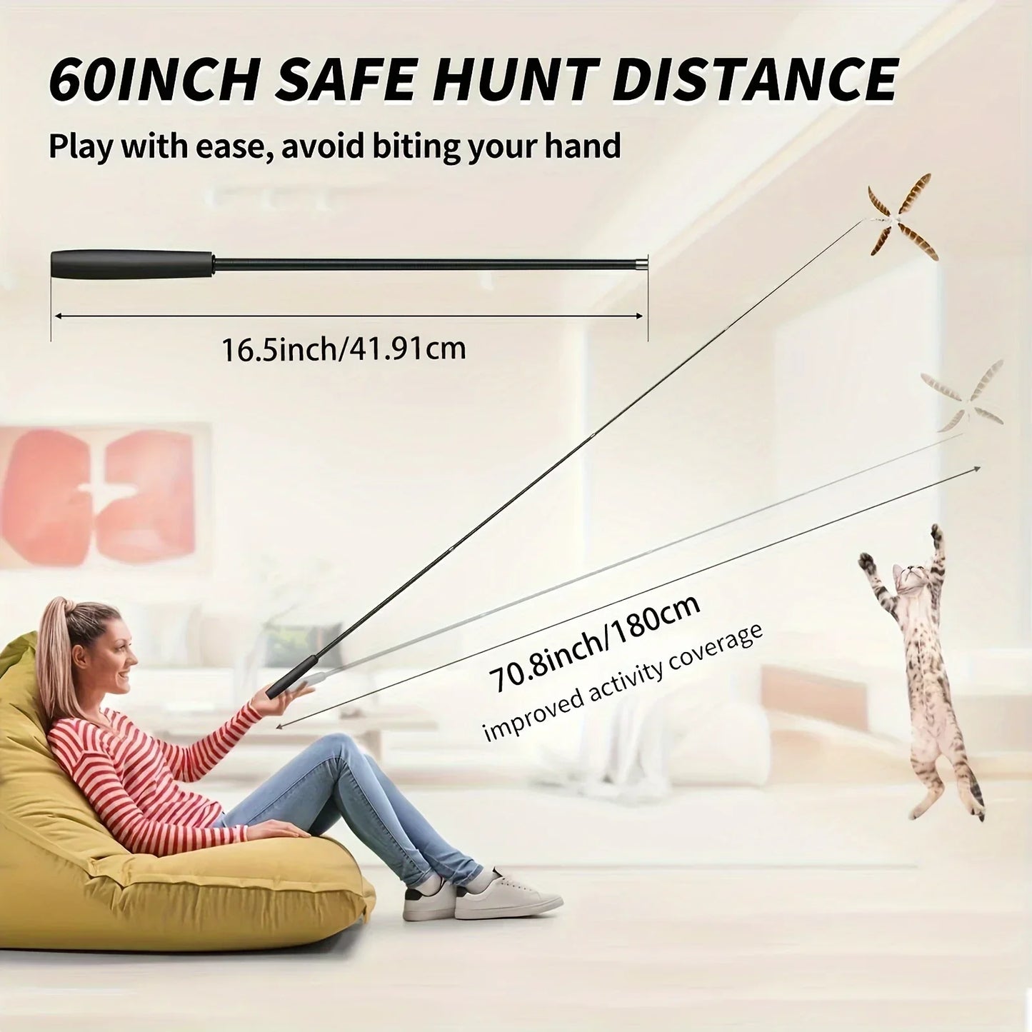 Extendable Cartoon Cat Rod - Four Sections, Metal Design