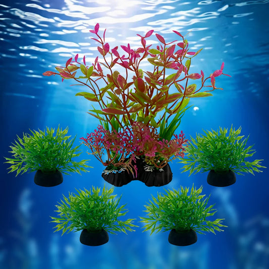 5-Piece Artificial Aquarium Plant Decoration Set