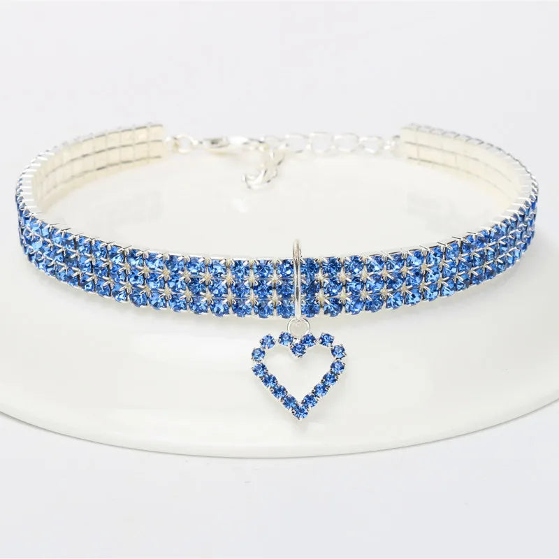 Rhinestone Pet Collar for Cats and Dogs - Adjustable Love Design