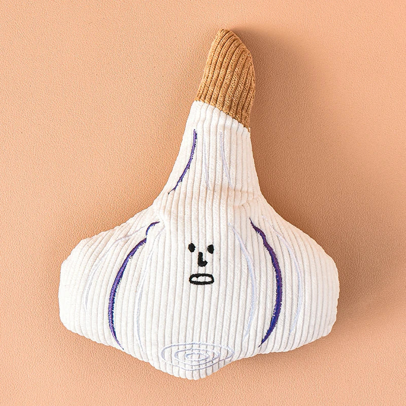 Plush Dog Chew Toy Set - Onion, Mushroom, Garlic Squeaky Toy