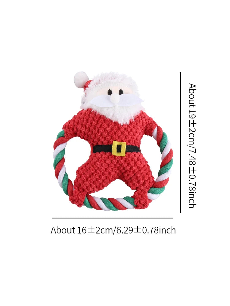 Christmas Cotton Rope Plush Dog Toys for Chewing and Play