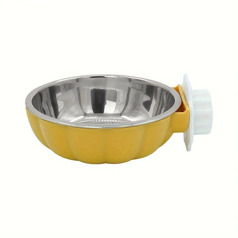 Portable Stainless Steel Pet Bowl for Cage Feeding