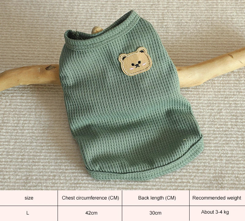 Green Bear Vest for Small Dogs and Cats - Breathable T-Shirt