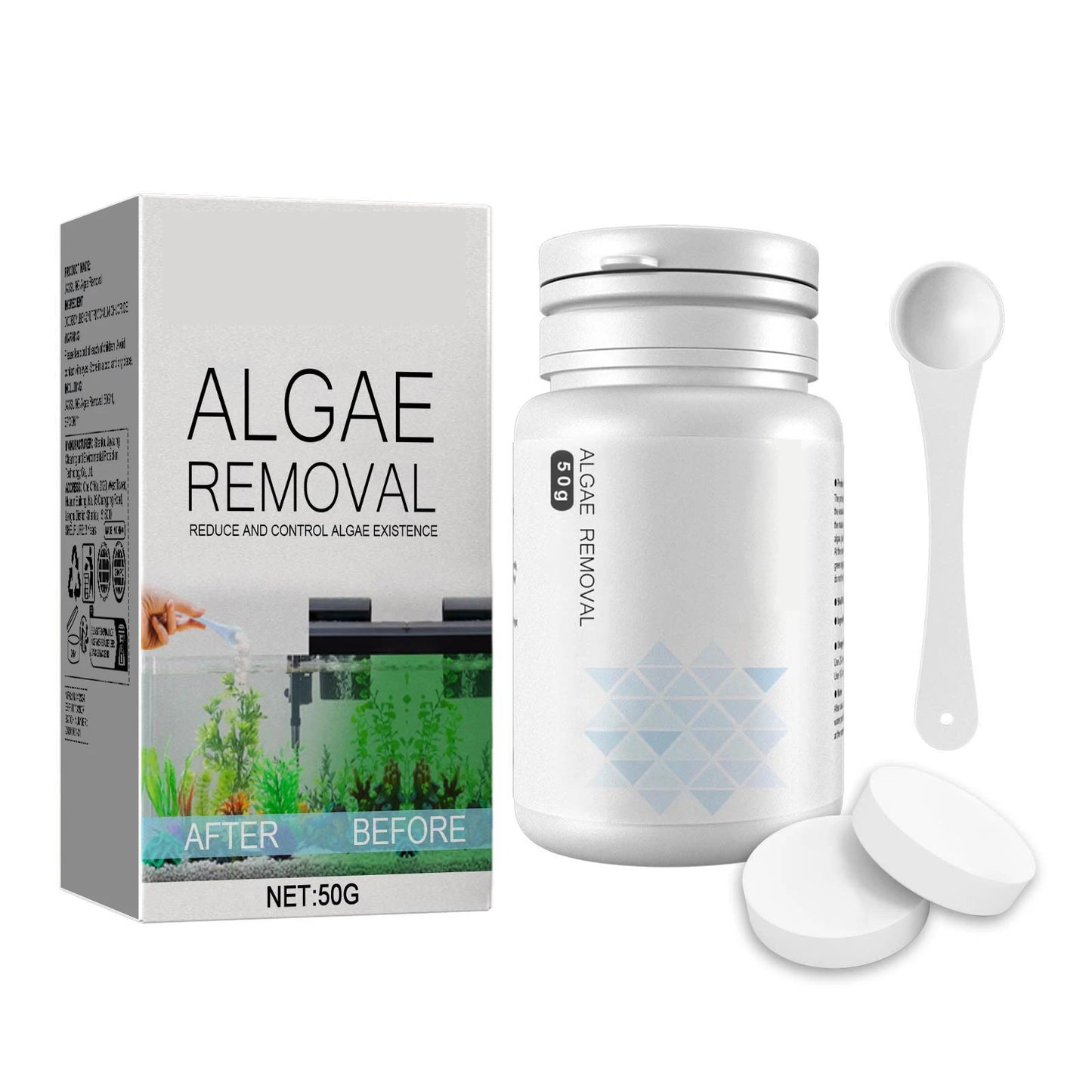 Aquarium Algae Cleaning Powder & Tablet for Fish Tanks