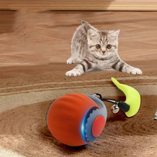 Rechargeable Interactive Cat Ball Toy with Faux Tail