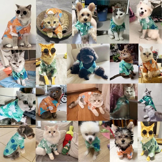 Hawaiian Style Pet Shirts for Dogs and Cats with Coconut Print