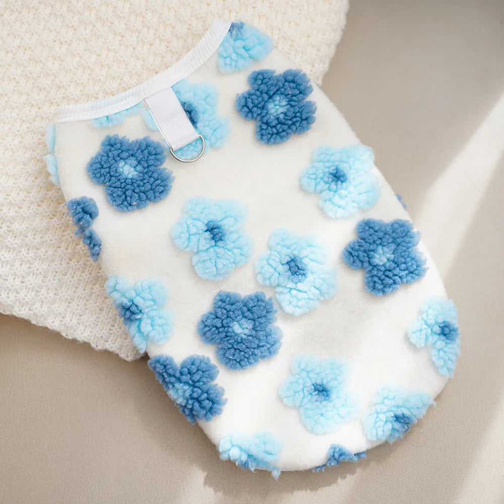 Warm Floral Print Fleece Vest for Small Dogs and Puppies