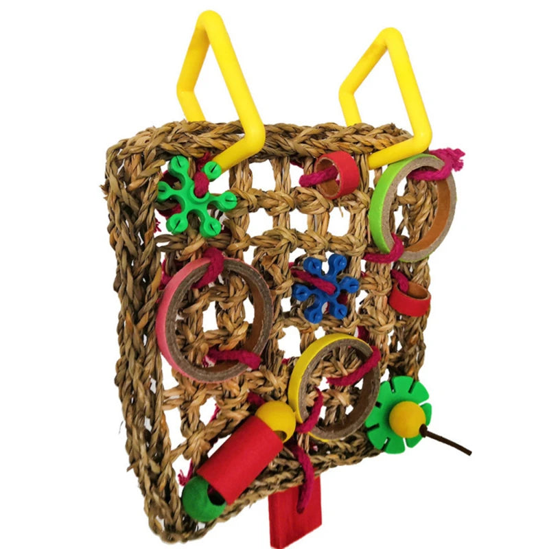 Colorful Hanging Parrot Toy for Chewing and Training