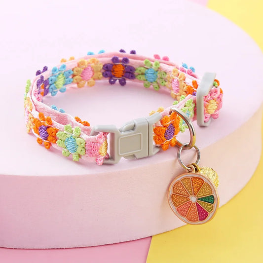 Colorful Adjustable Pet Collar with Bell for Dogs and Cats