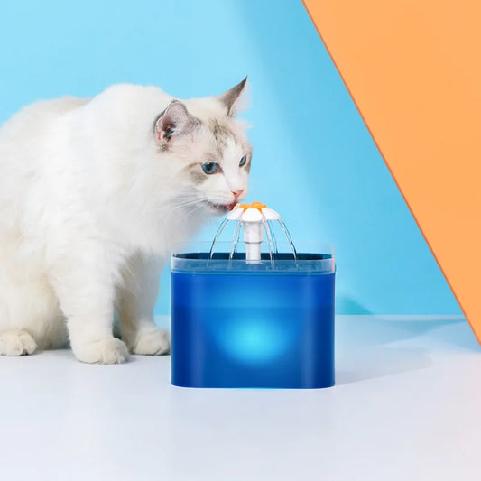 LED Water Fountain for Cats and Dogs with Recirculating Filter