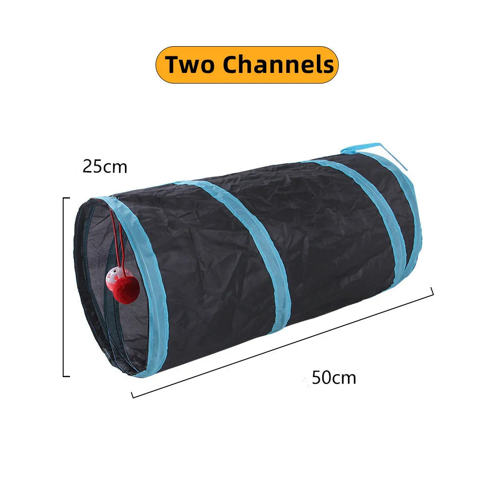 Foldable Cat Tunnel Toy - Breathable Indoor Play for Cats