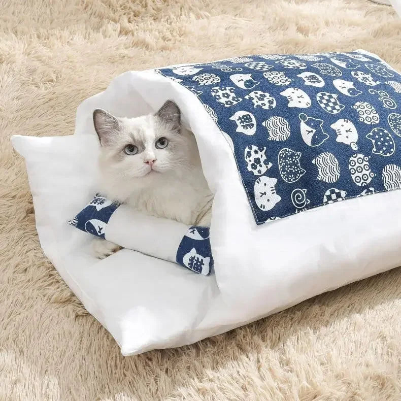 Kawaii Cozy Removable Cat Bed House for Adult Cats and Dogs