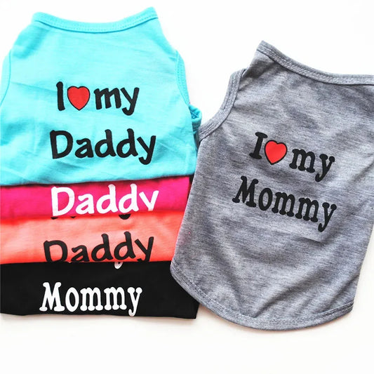 I Love Mommy & Daddy Cat Vest Tee Shirt for Kittens