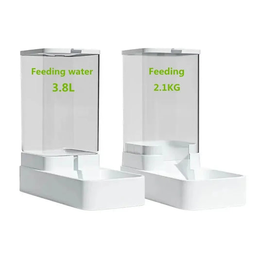 Automatic Tilting Water Bowl with Large Food Storage for Pets