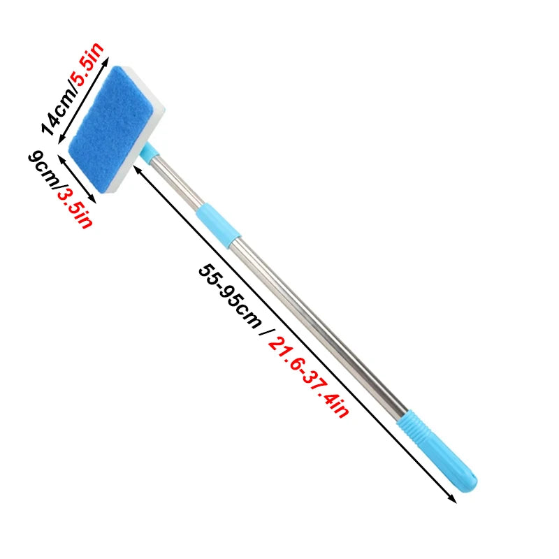 Telescopic 180° Aquarium Glass Cleaner with Double-Sided Sponge