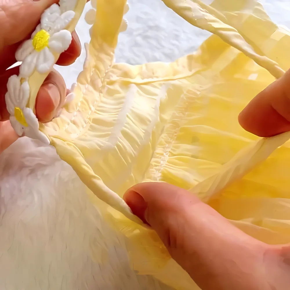 Summer Floral Cat and Small Dog Dress with Collar