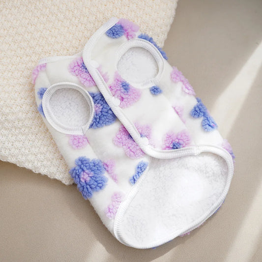 Warm Floral Print Fleece Vest for Small Dogs and Puppies
