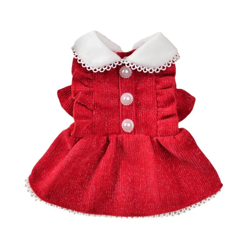 Pearl Button Princess Dress for Small Dogs and Cats