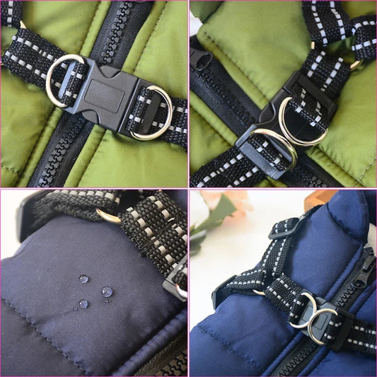 Waterproof Winter Dog Jacket with Harness for Large Breeds