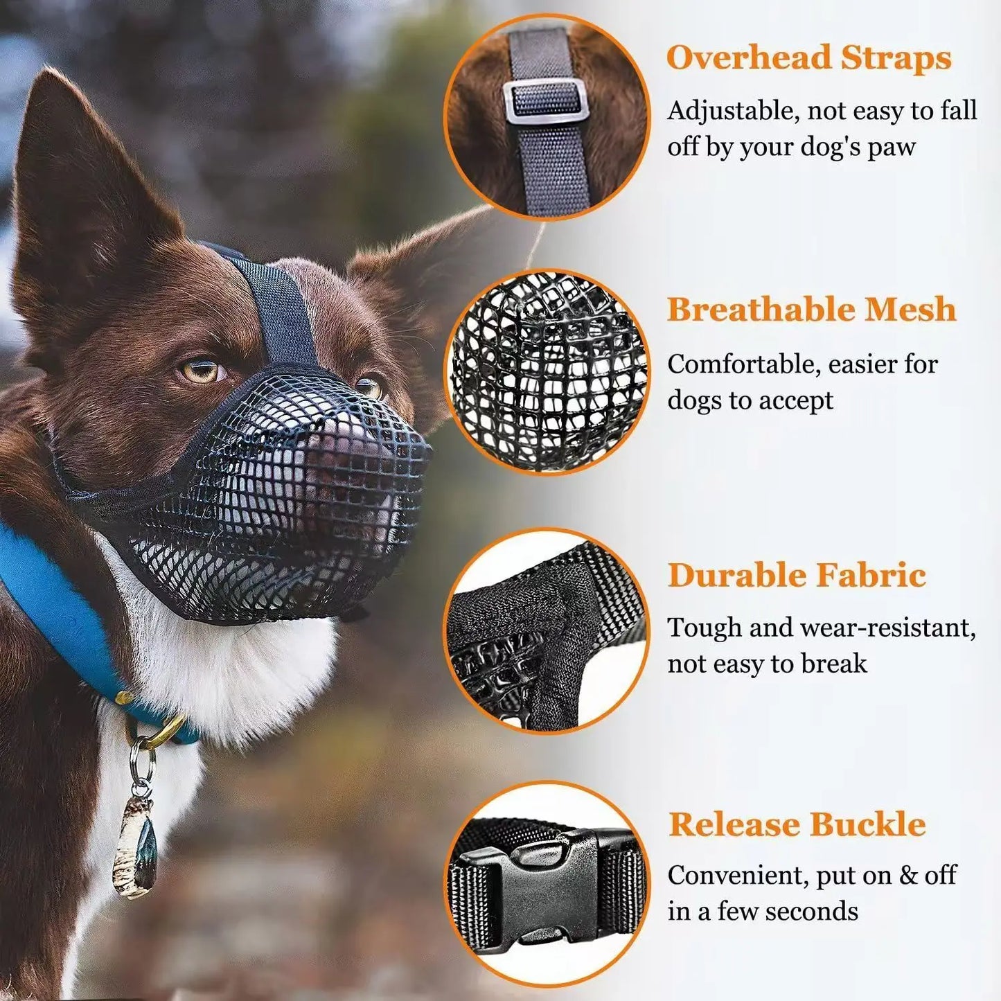 Breathable Mesh Dog Muzzle for Large Breeds
