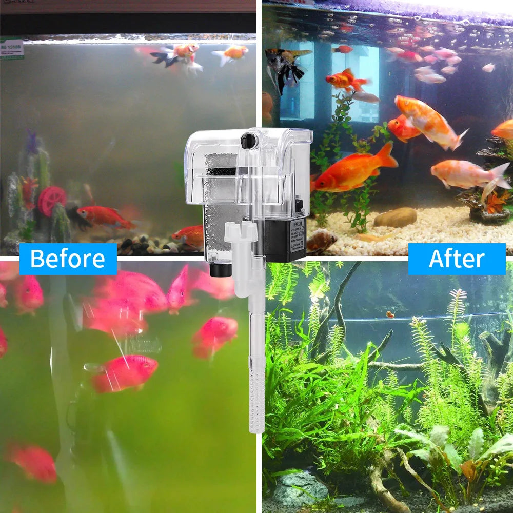3.5W External Hang-On Aquarium Filter with Oxygen Pump