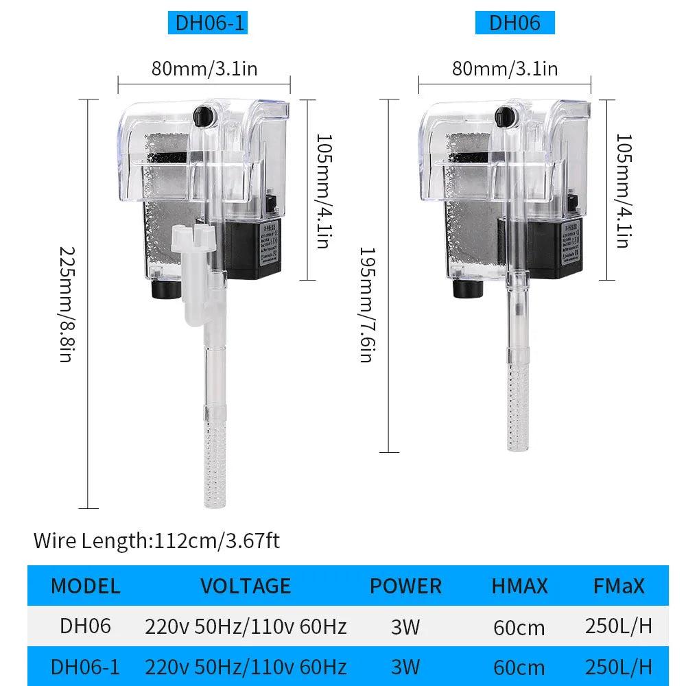 3.5W External Hang-On Aquarium Filter with Oxygen Pump