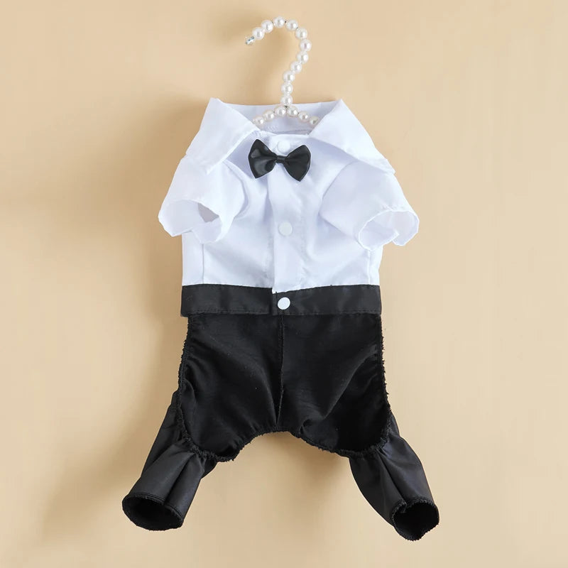 Formal Tuxedo Onesie for Cats and Small Dogs with Bow Tie